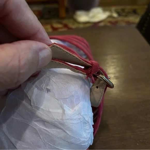 Pink Strappy Suede and Mesh Sandals with Block Heel; New with Tags, Never Worn - Picture 7 of 15